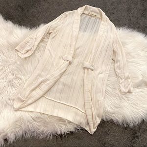 Cream open-front draped cardigan